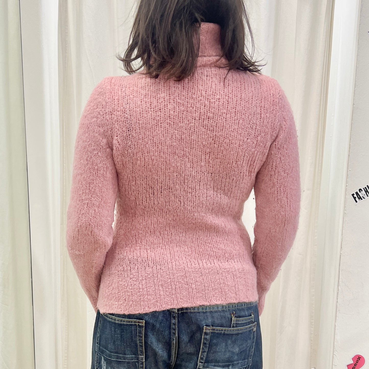 kocca 00s pink argyle roll neck wool sweater
