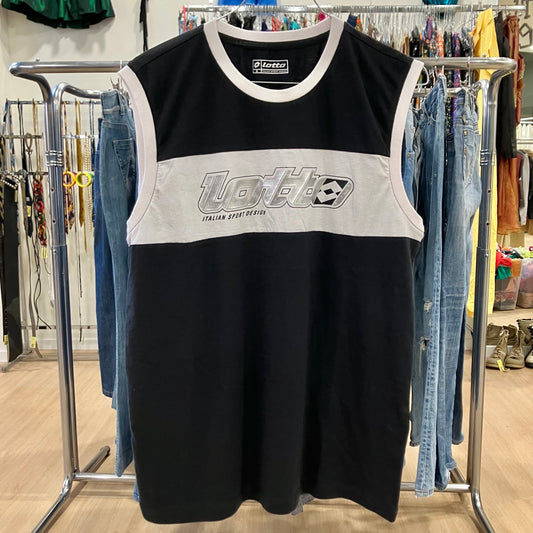 lotto black white tank top with silver logo