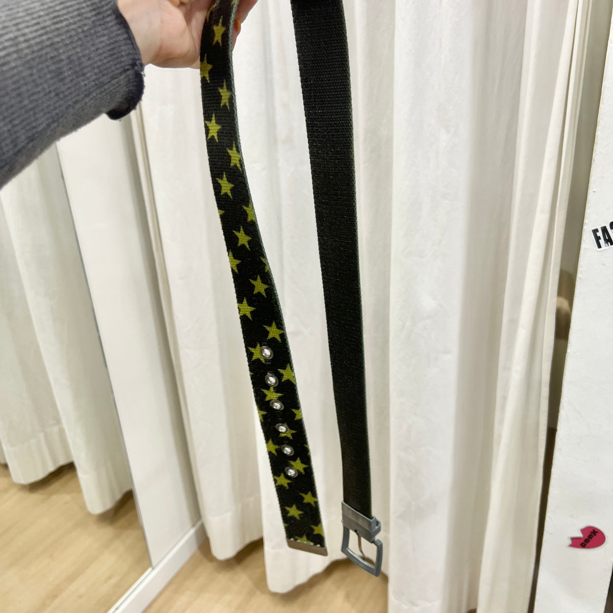 all star dark grey canvas belt with neon yellow stars