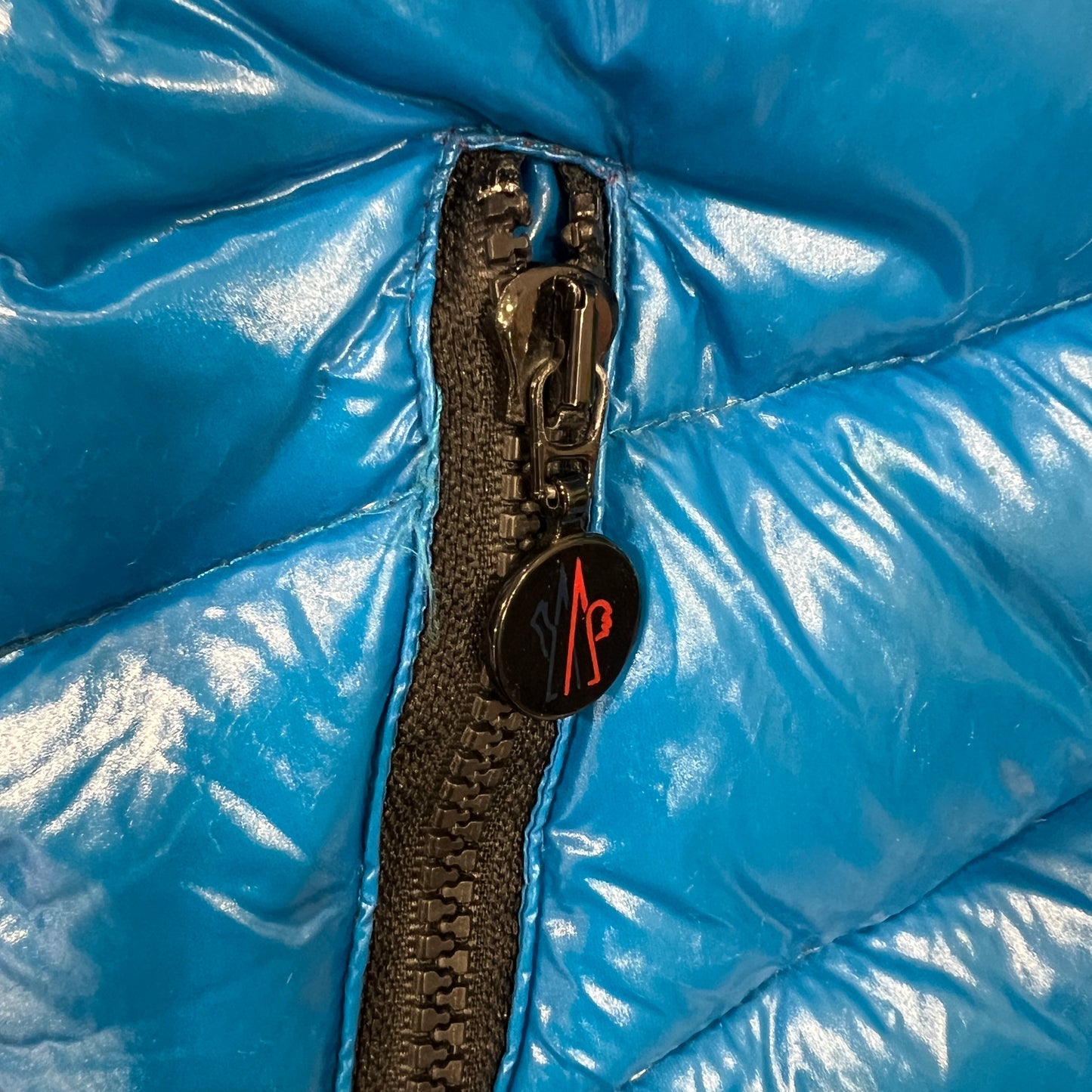 moncler 00s bright blue down puffer jacket with hood