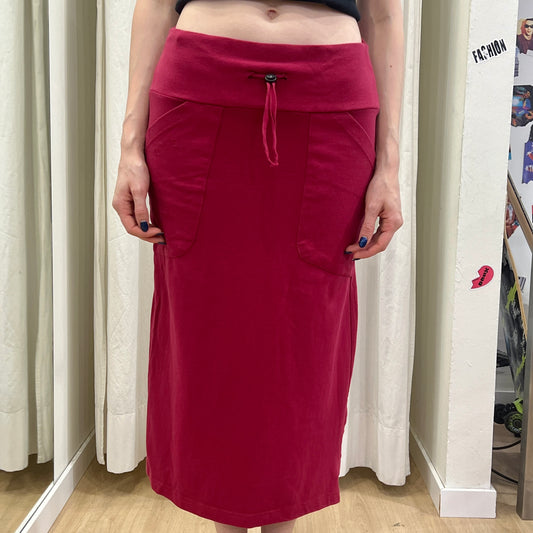 fiorucci 00s burgundy red jersey midi tube skirt