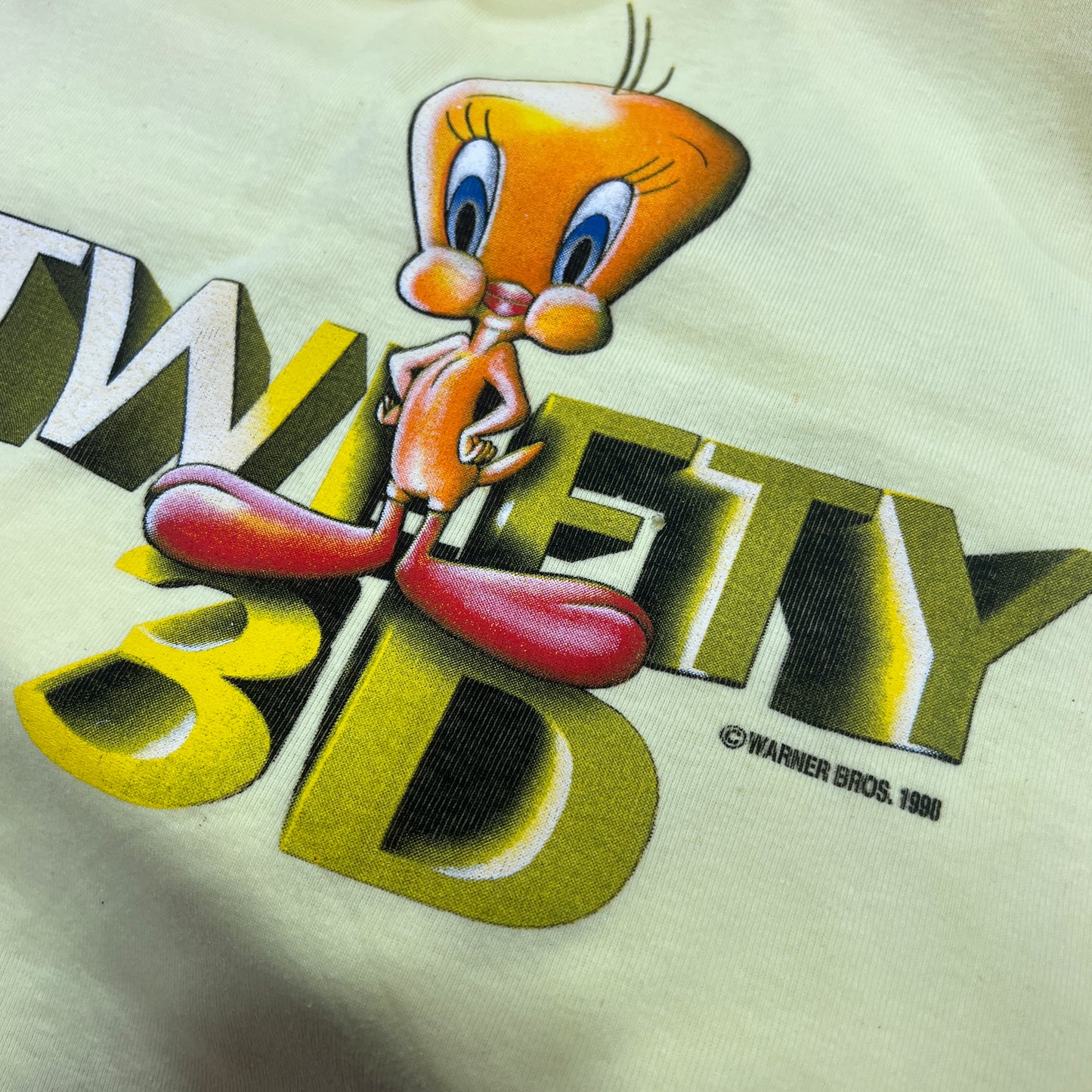 looney tunes 1998 pastel yellow tweety 3D tshirt