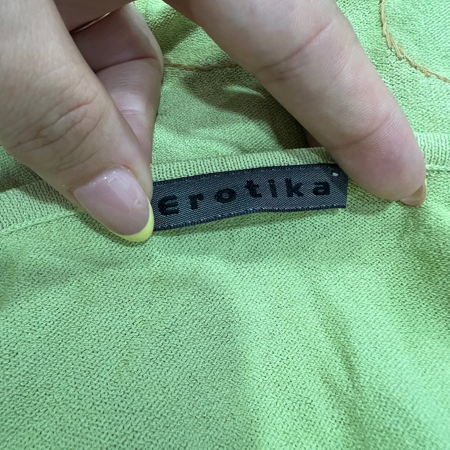 erotika 00s 'sos drowning' light green 3/4 sleeve sequin top