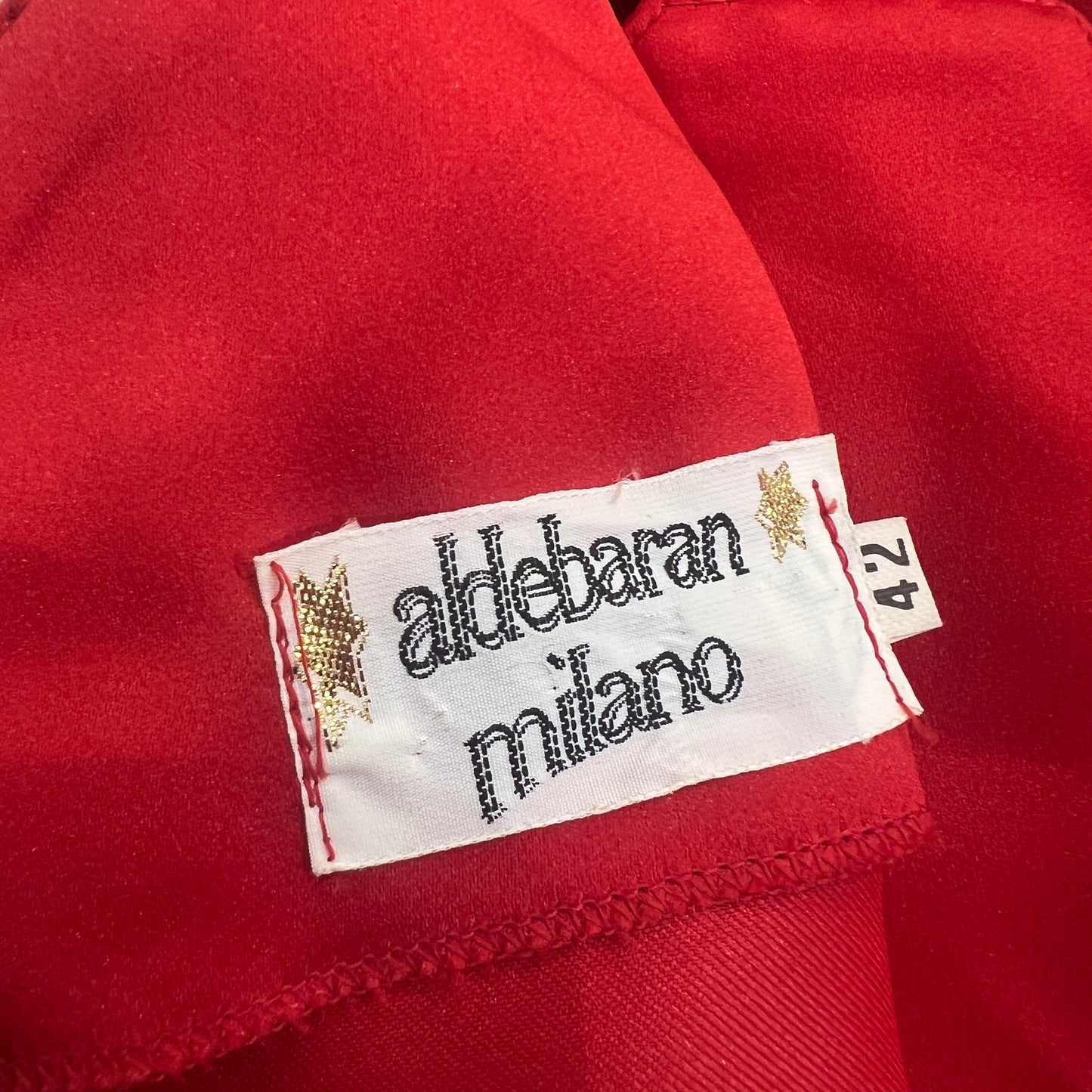 aldebaran milano 90s red mini tube dress with colorful trim