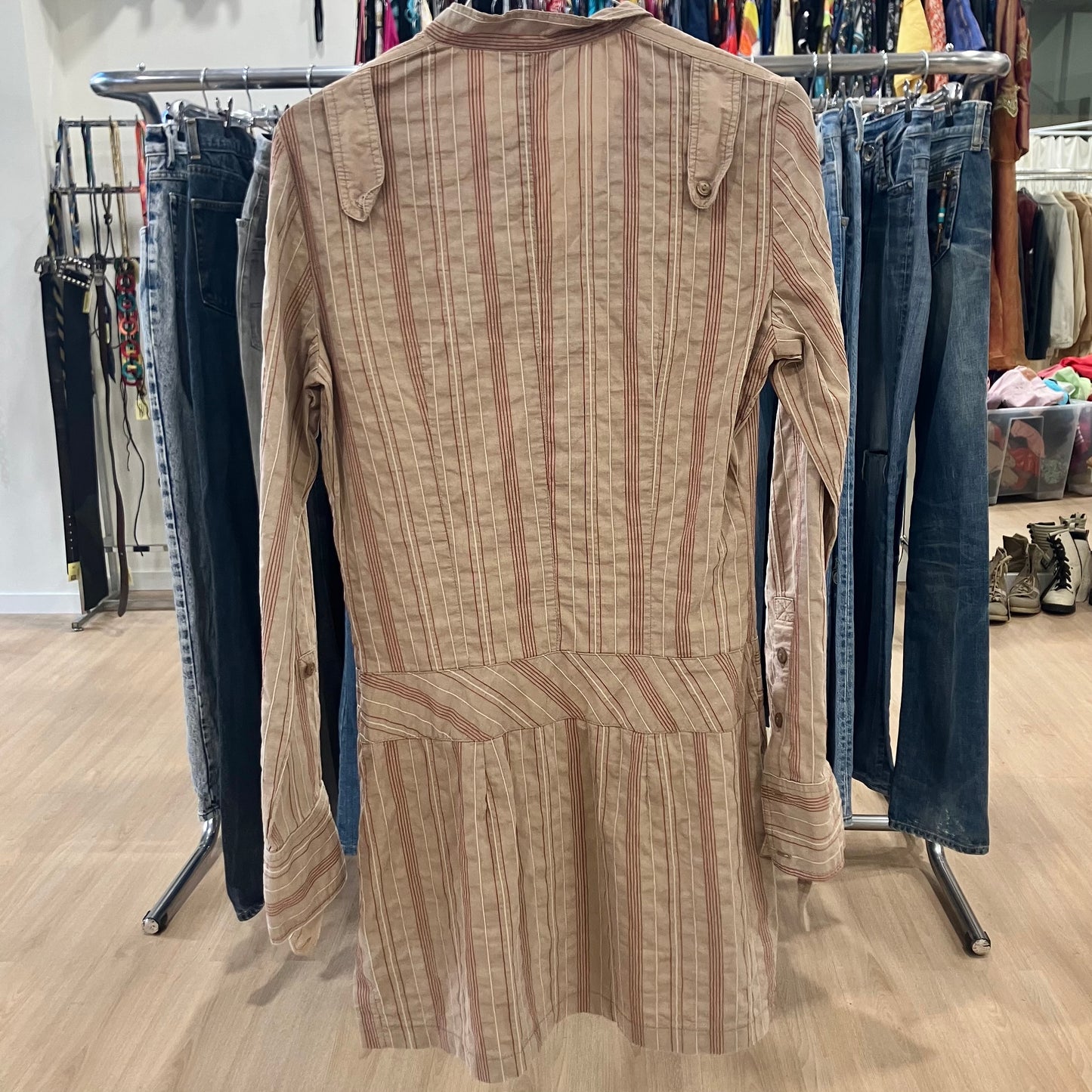 promod '07 abitino camicia righe beige bordeaux