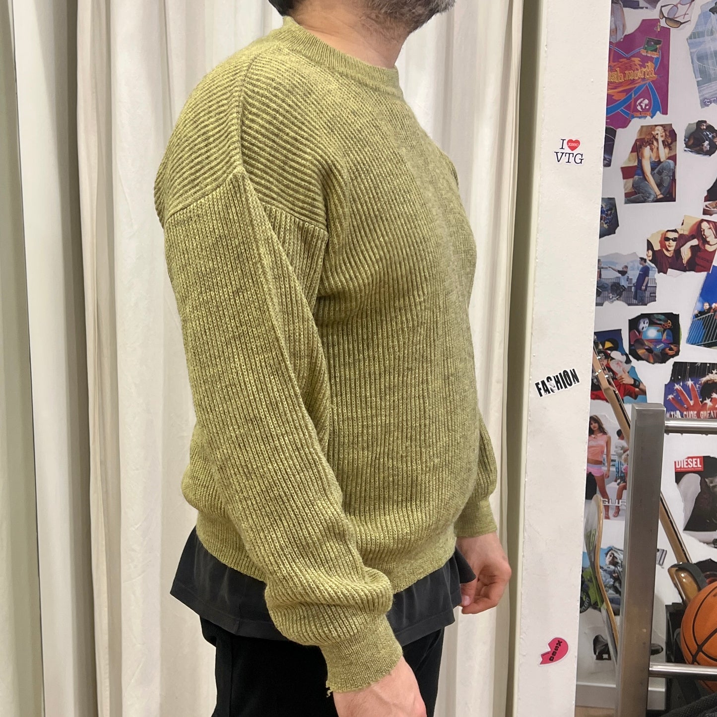 tagiuri 00s light green ribbed wool sweater