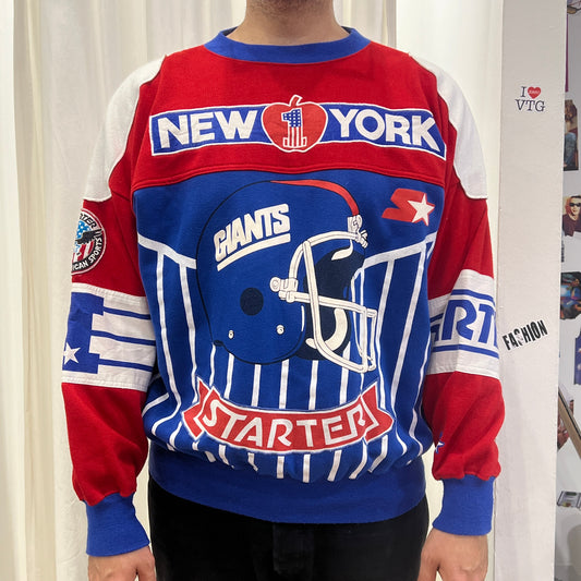 starter 90s red blue new york giants sweatshirt