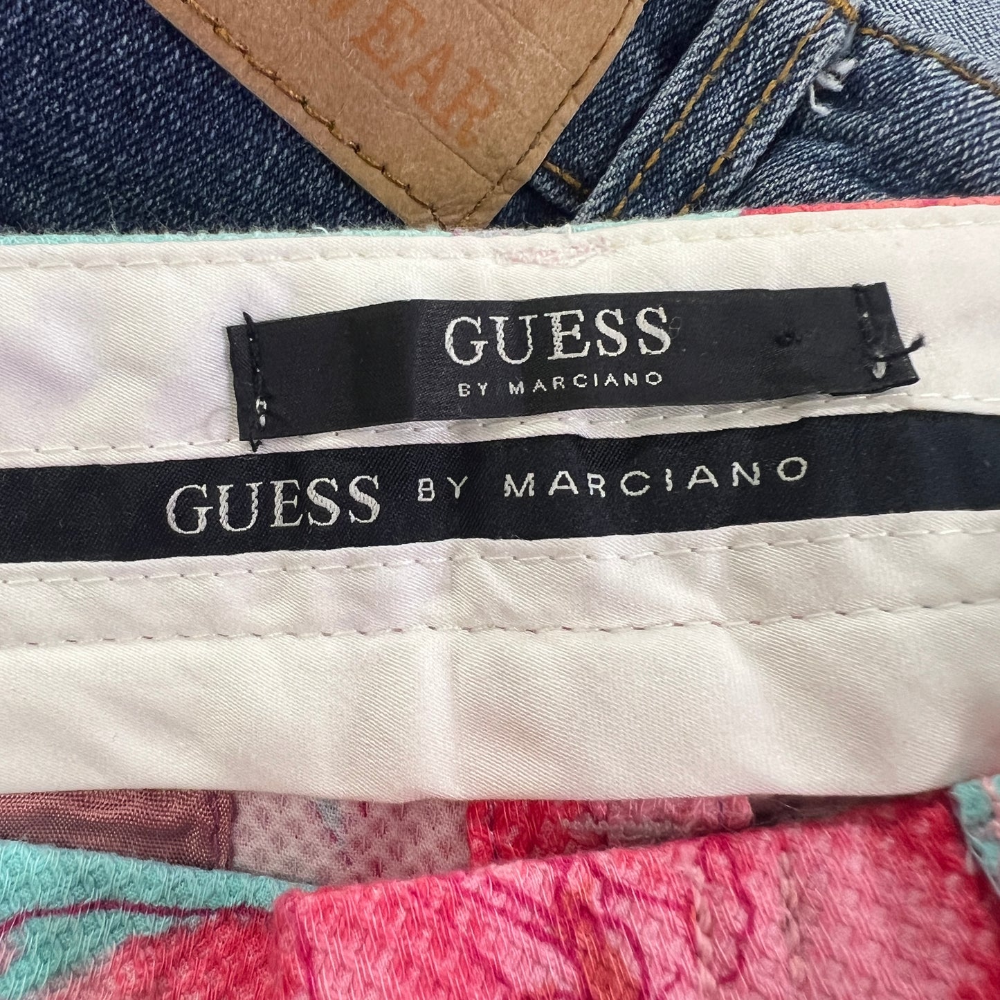 guess 00s light blue low waist capri pants with red flowers