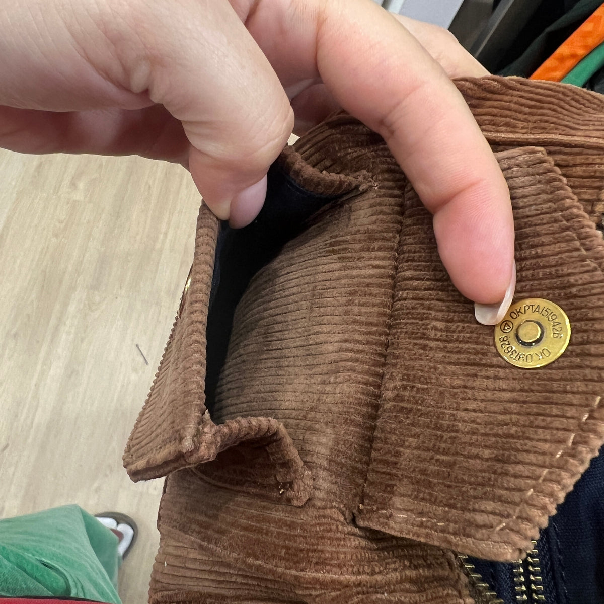 brandy melville brown corduroy mini shoulder bag with pockets