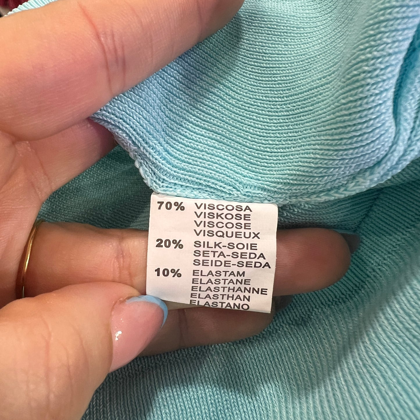 shine girl 00s turquoise ribbed silk blend cami top with beaded v neck