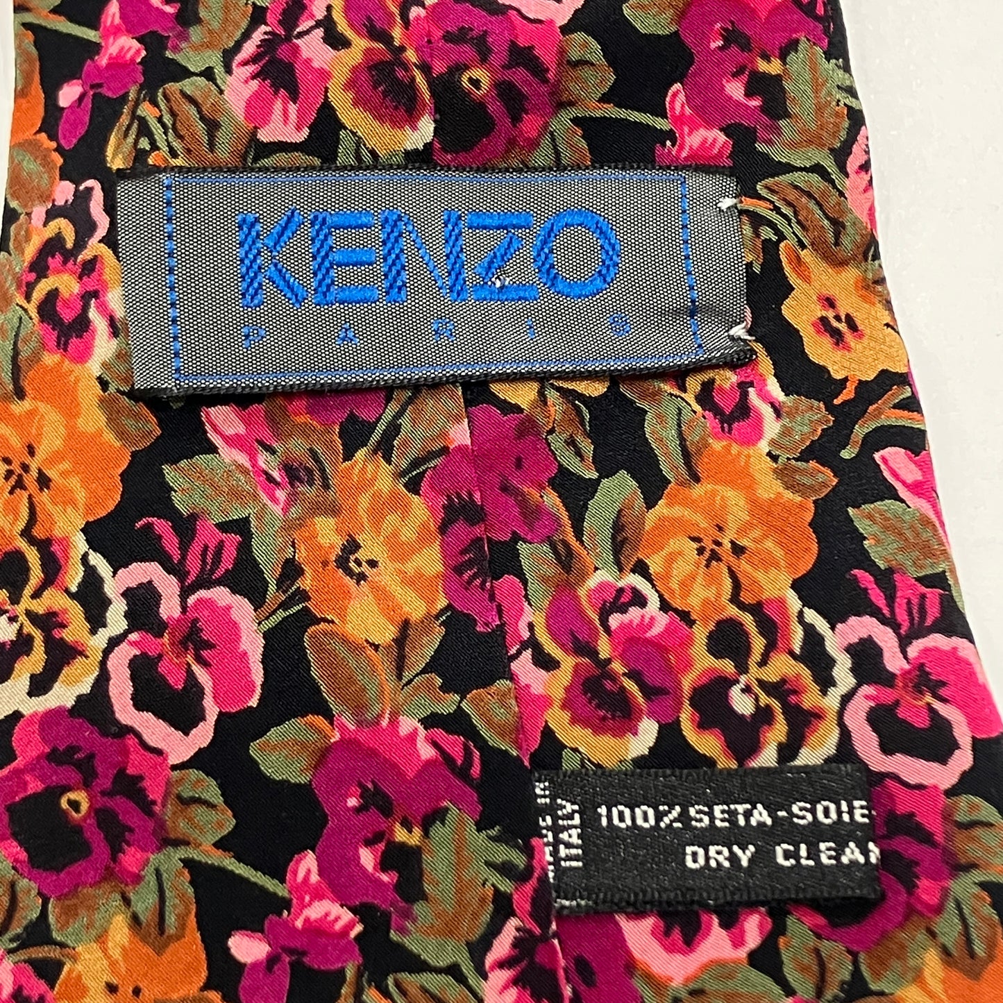 kenzo 90s purple floral print silk tie