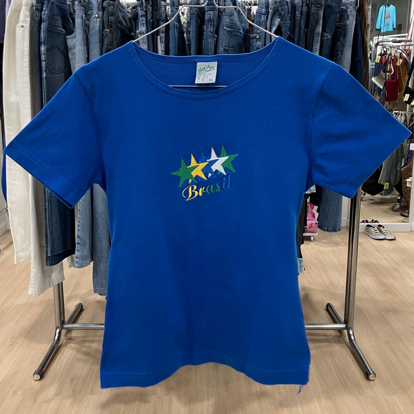 sol acu 00s blue brasil embroidered tshirt