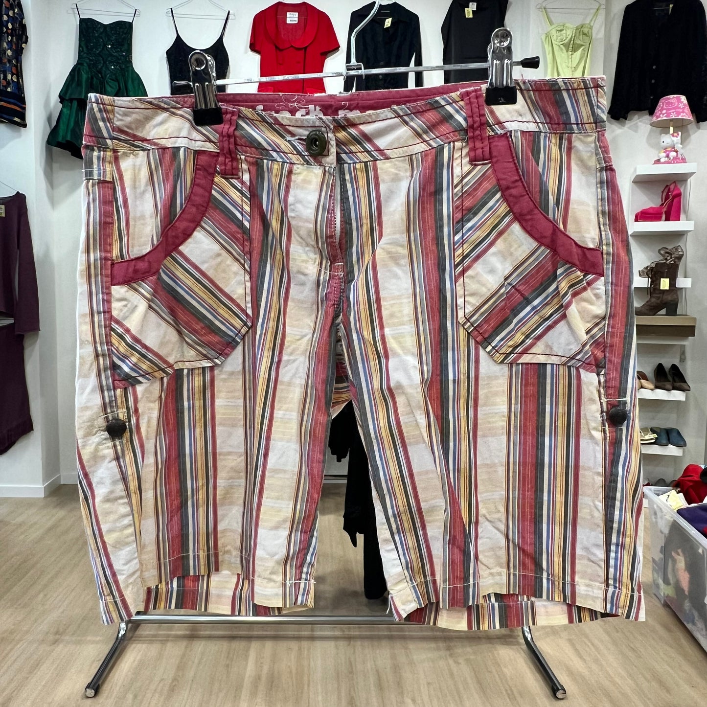 Fresh made white red striped shorts