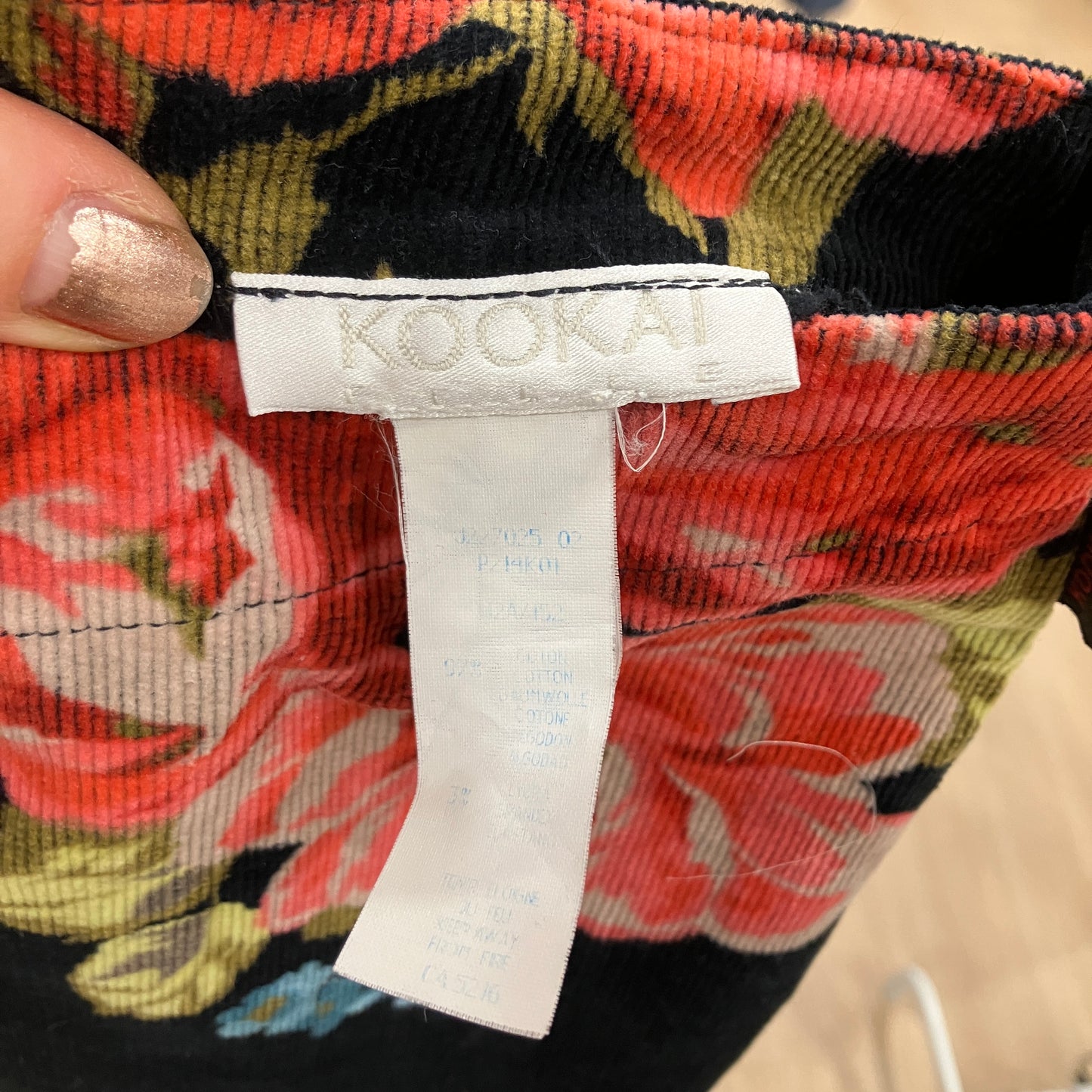 Floral-patterned fabric with a Kookai label