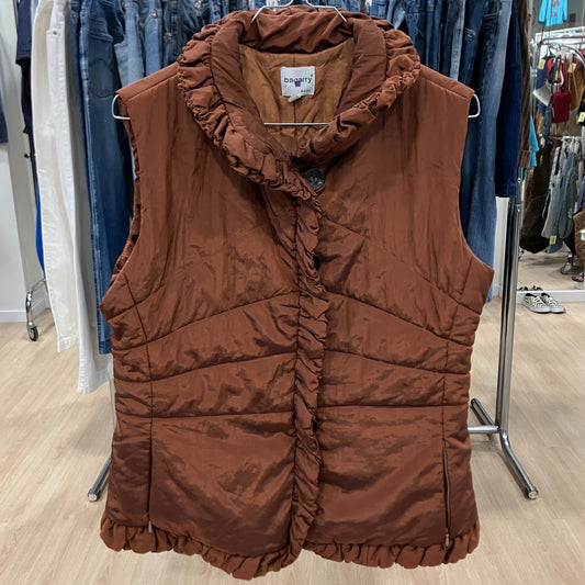 bagarry 00s brown puffer vest with frills