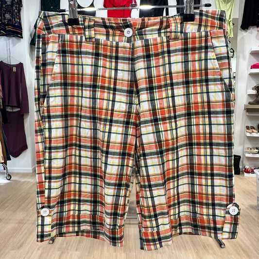 donna io orange checkered shorts