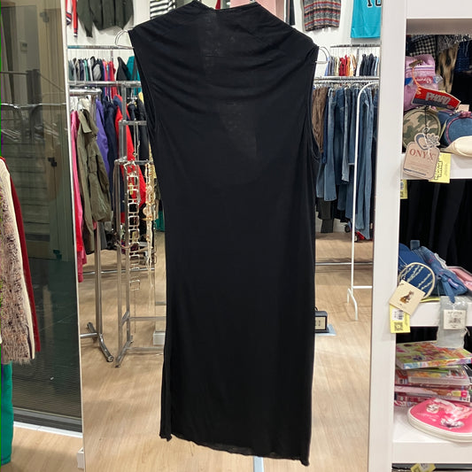 max&co 00s black sleeveless draped neck asymmetric minidress