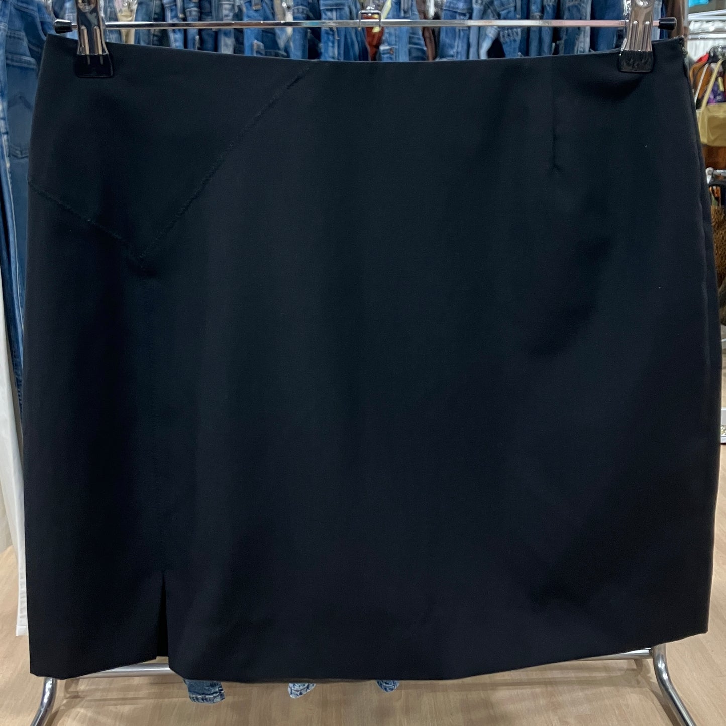 magia 00s black wool silk mini pencil skirt