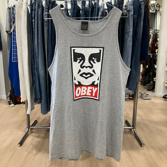 obey '10s grey andre the giant tank top