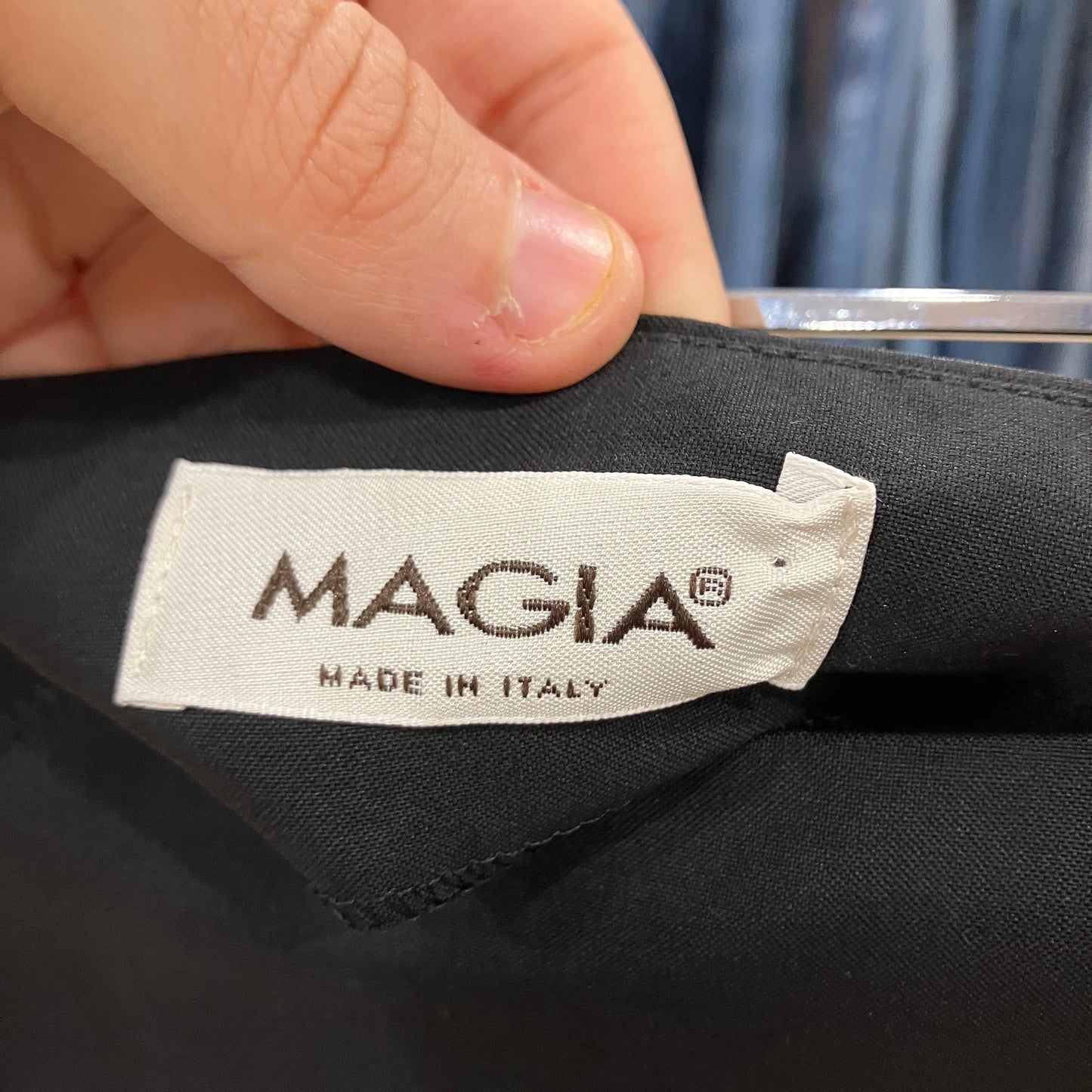 magia 00s black wool silk mini pencil skirt