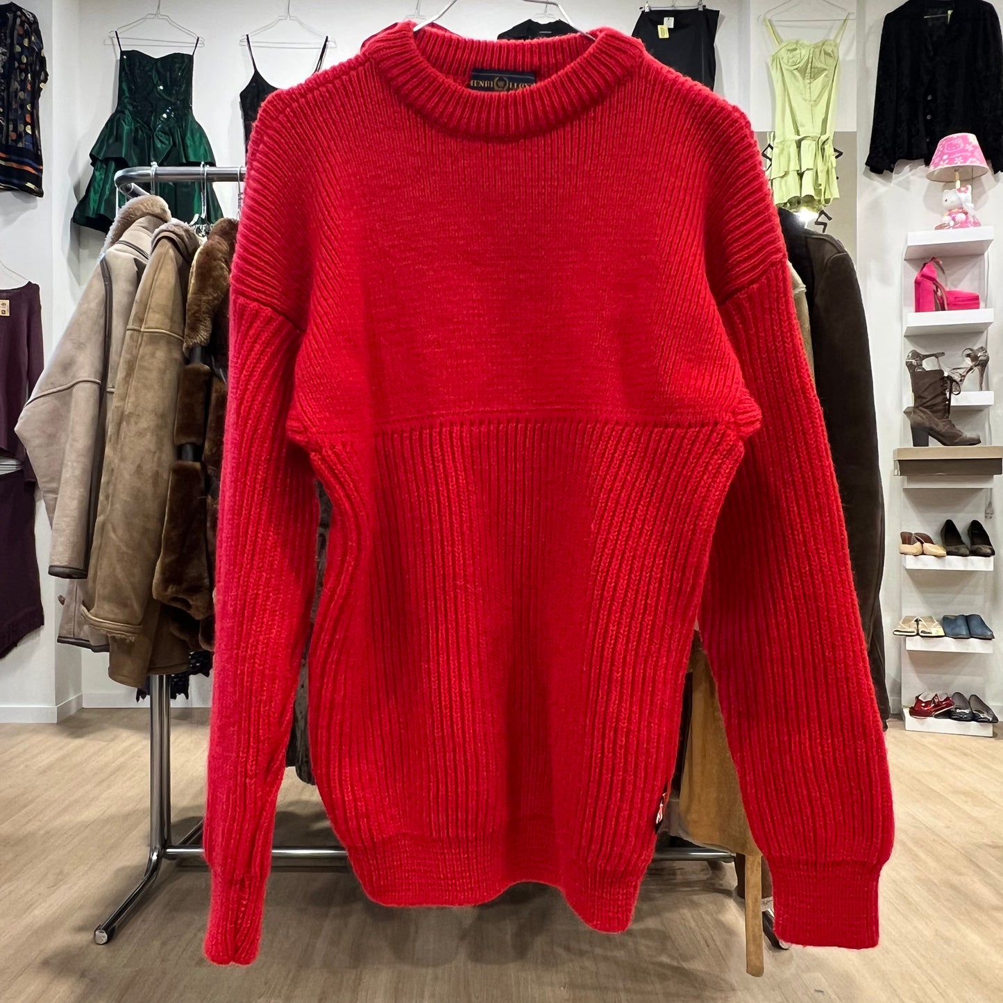 henri lloyd 90s red ribbed wool sweater