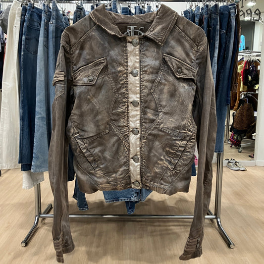 jacky-o 00s brown cargo jacket with silver glitter