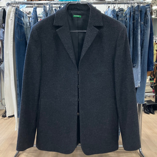 benetton 00s dark grey wool tailored blazer