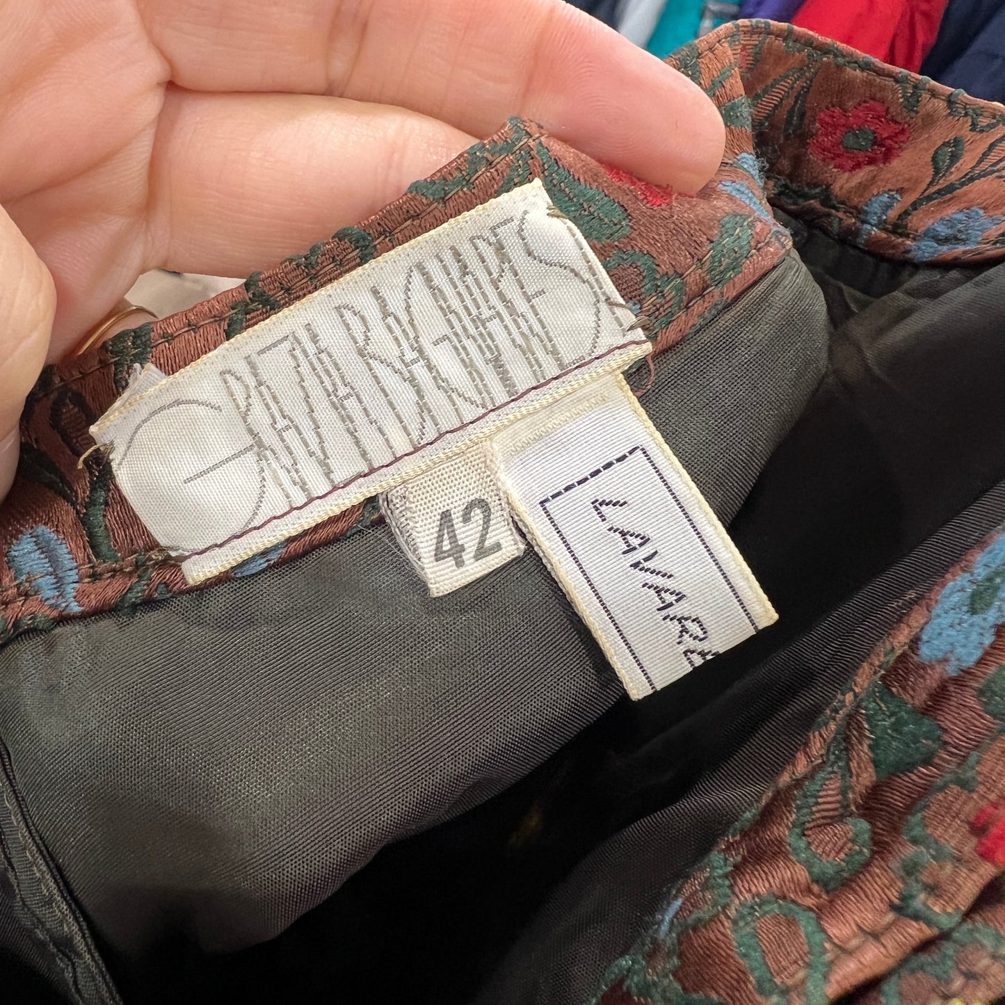 Close-up of a label on a piece of fabric 