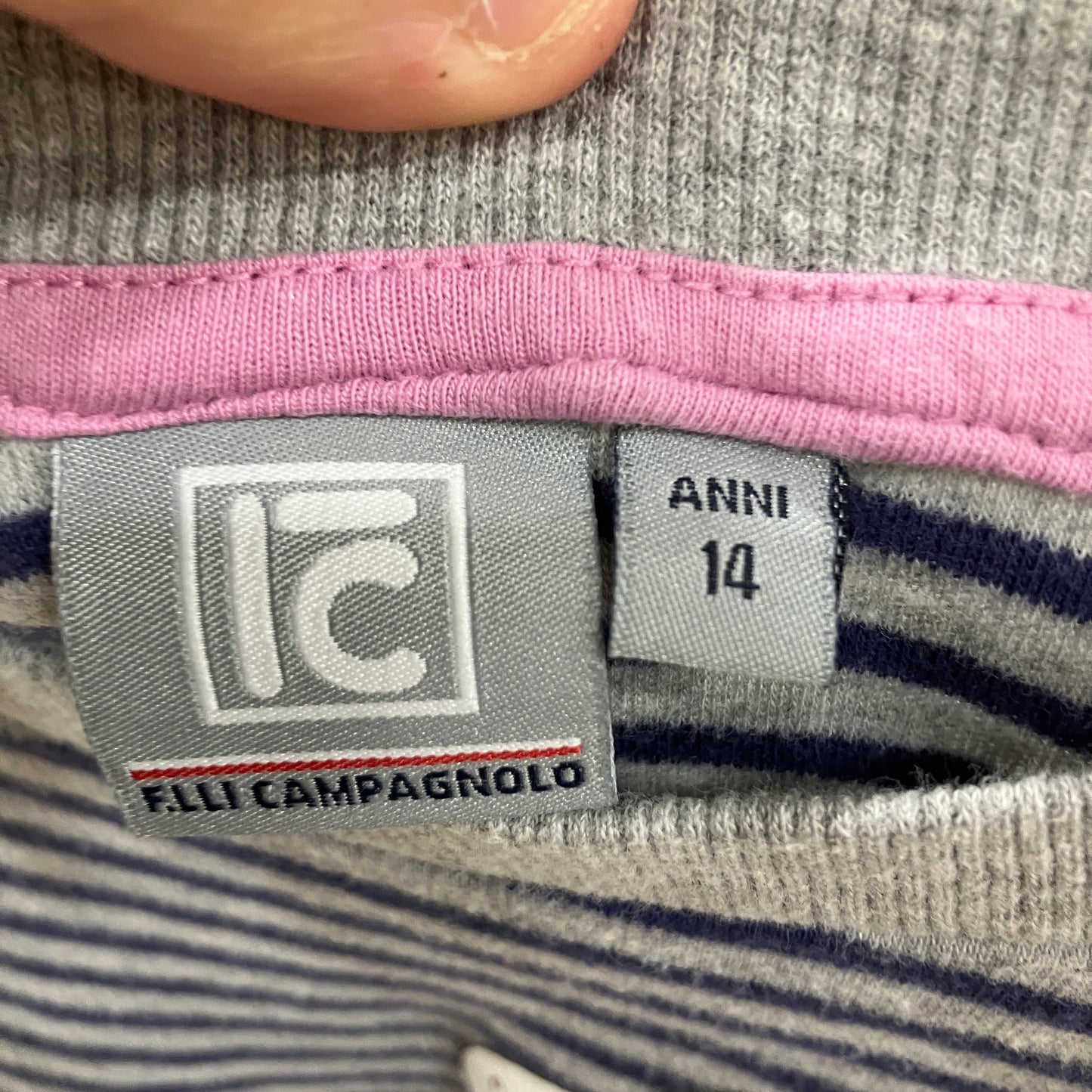 campagnolo 00s grey black striped long sleeve top with pink bugs bunny graphic