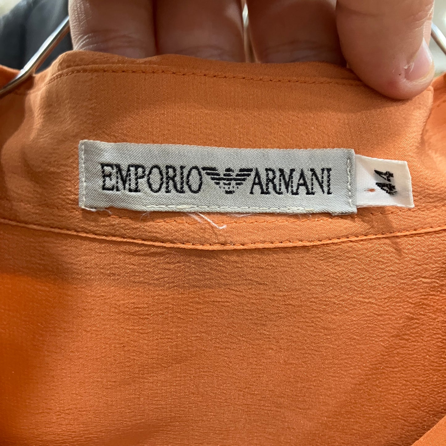emporio armani 90s orange silk shirt
