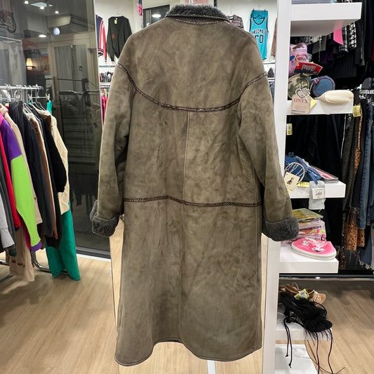 Brown suede coat in a clothing store