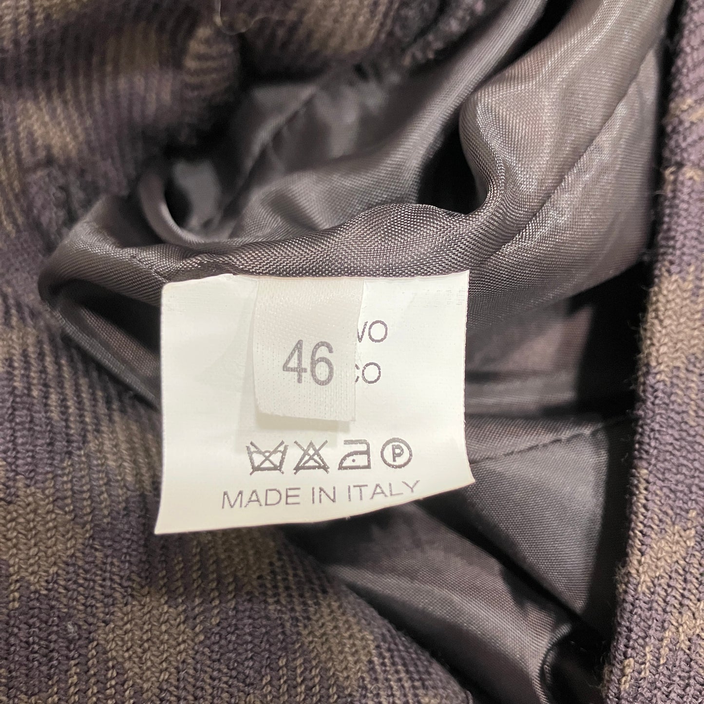 Clothing label on a textured fabric background