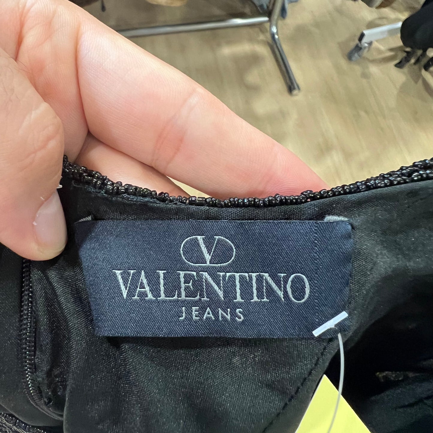 valentino jeans 90s black beaded lace minidress