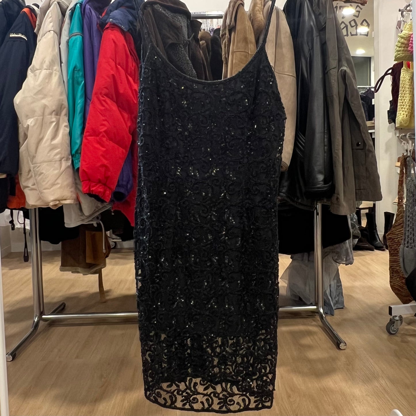 valentino jeans 90s black beaded lace minidress