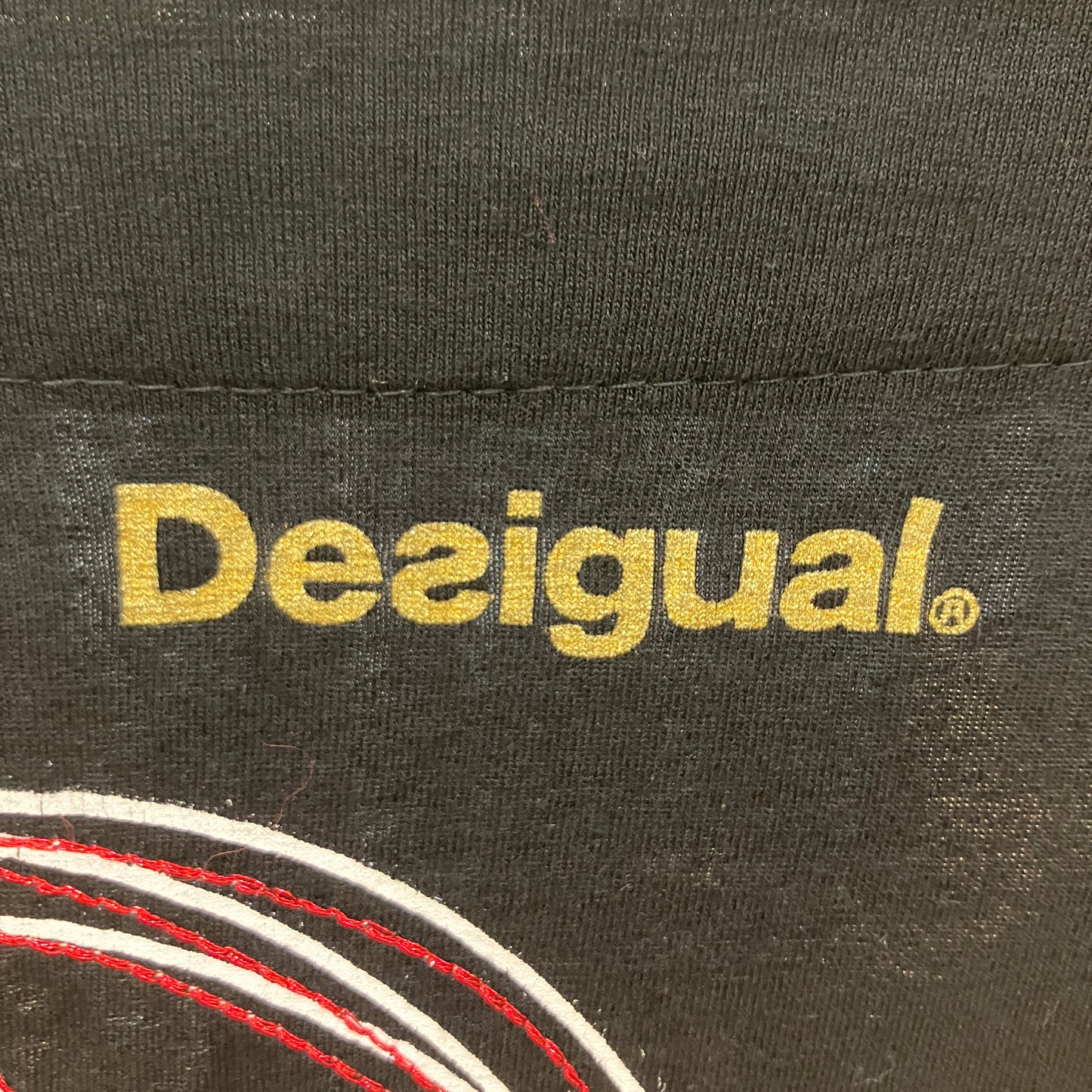 desigual 00s black long sleeve top with white letter print