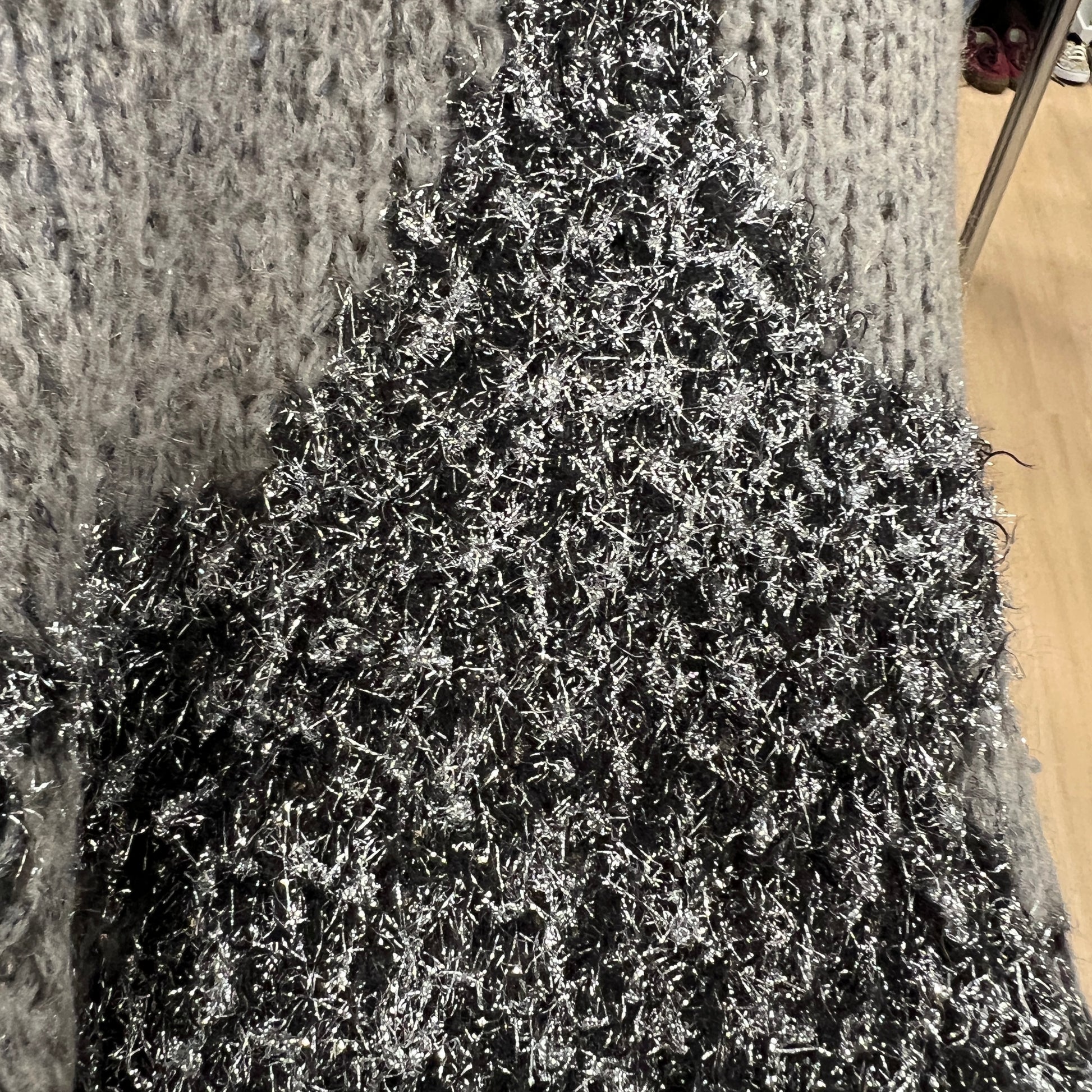 Close-up of textured black and gray fabric