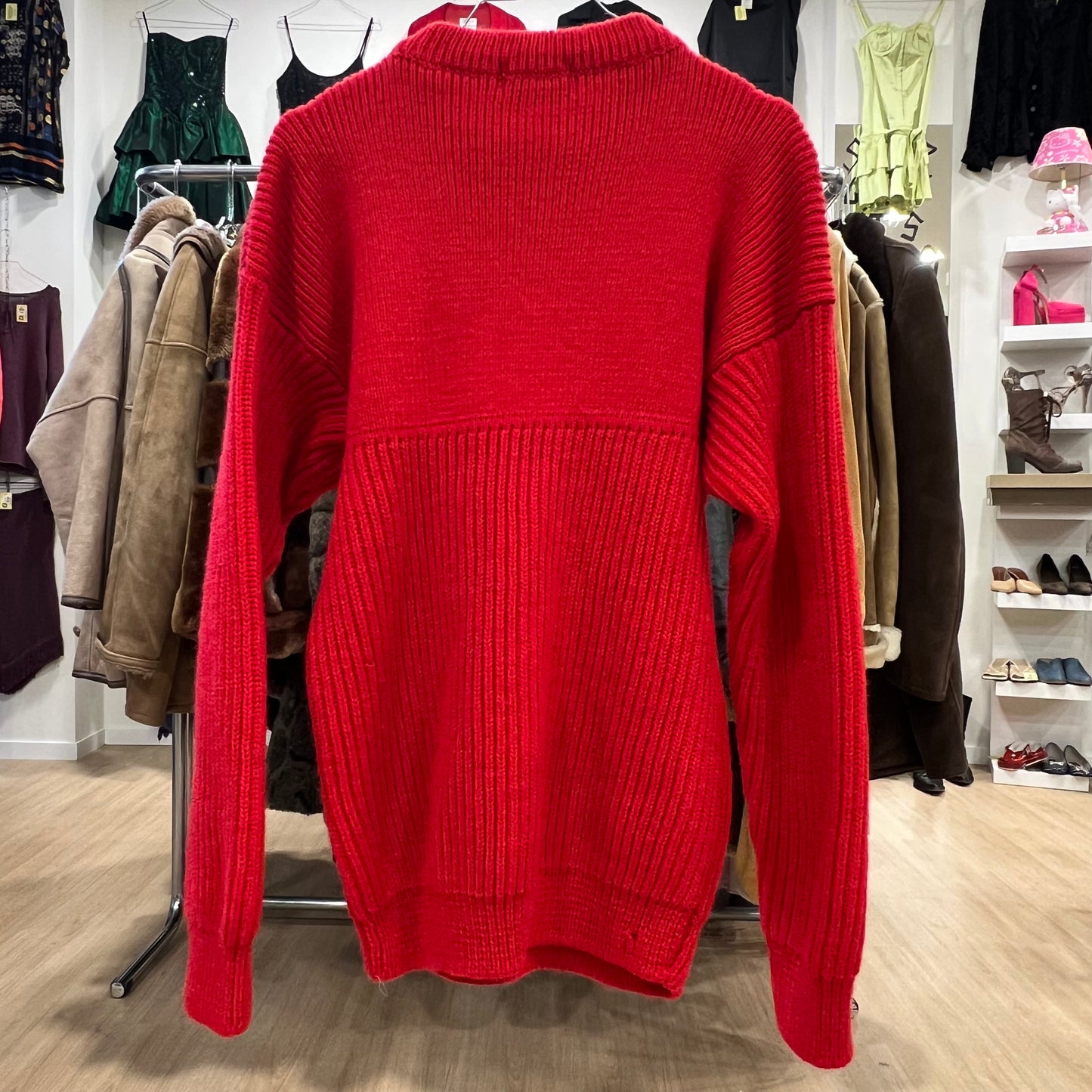 henri lloyd 90s red ribbed wool sweater