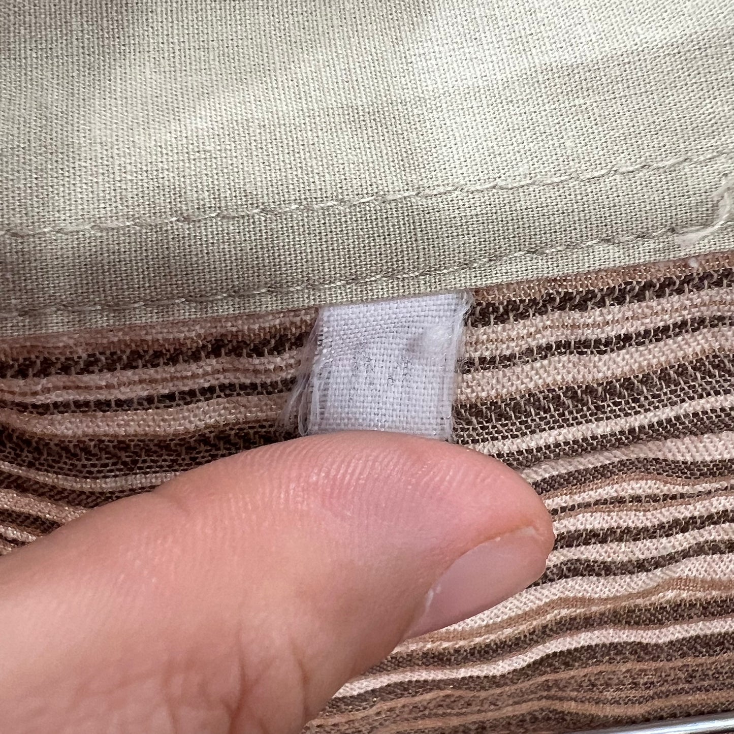 brown striped linen short sleeve shirt