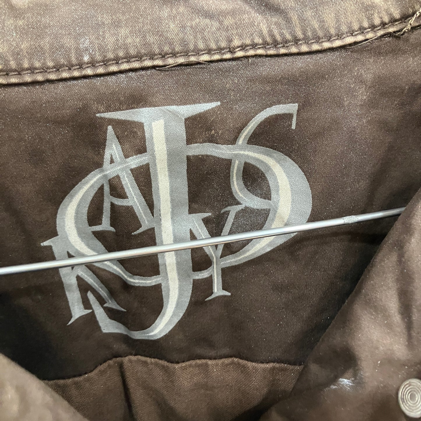 jacky-o 00s brown cargo jacket with silver glitter