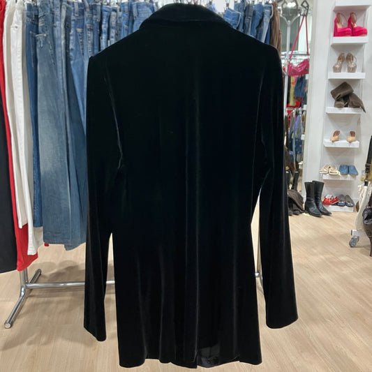 dondi 90s black velour long fitted blazer
