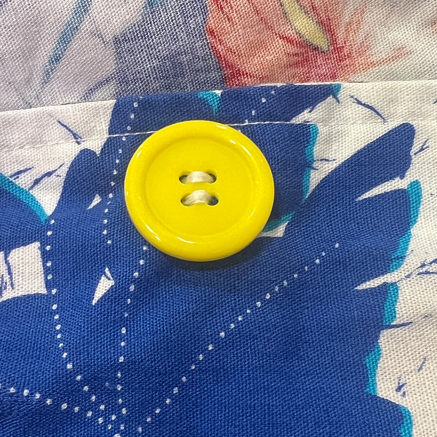 handmade 00s white blue hawaiian shirt with colorful flowers