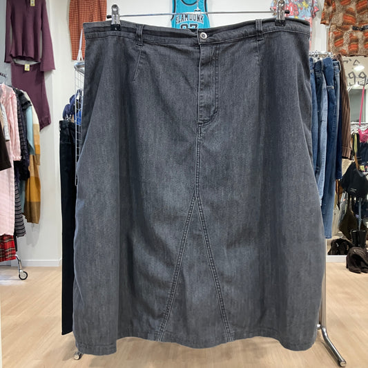 marina rinaldi 00s grey denim midi skirt