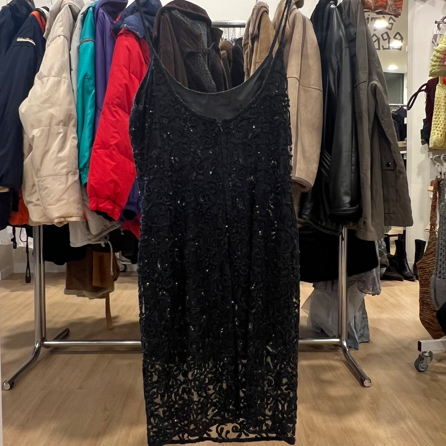 valentino jeans 90s black beaded lace minidress
