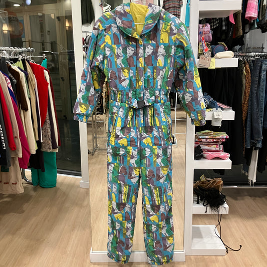 fiore degli sportivi 80s neon pop art ski suit