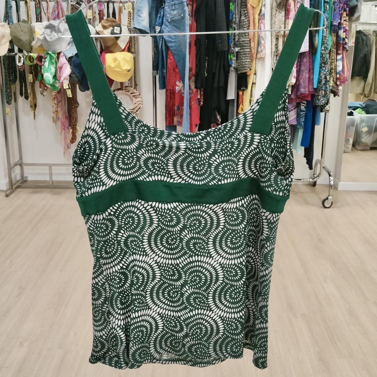 pennypull green and white wave print tank top