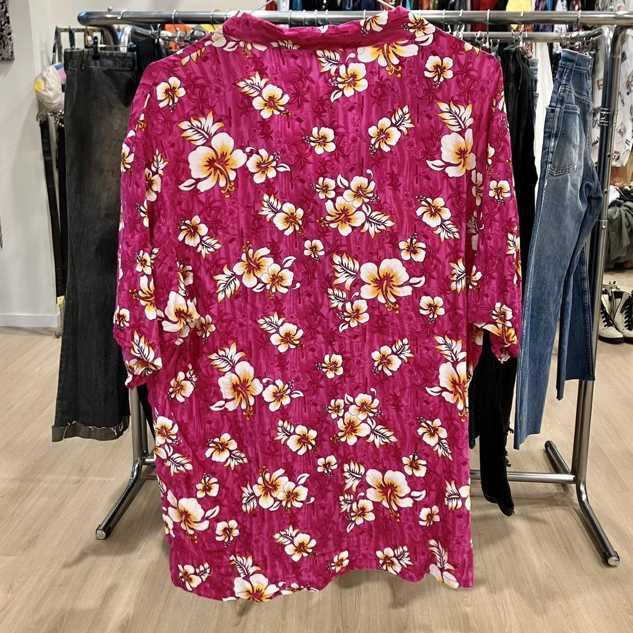 Extra Value fuchsia pink floral Hawaiian shirt