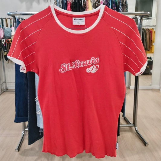 Champion red white trim tshirt