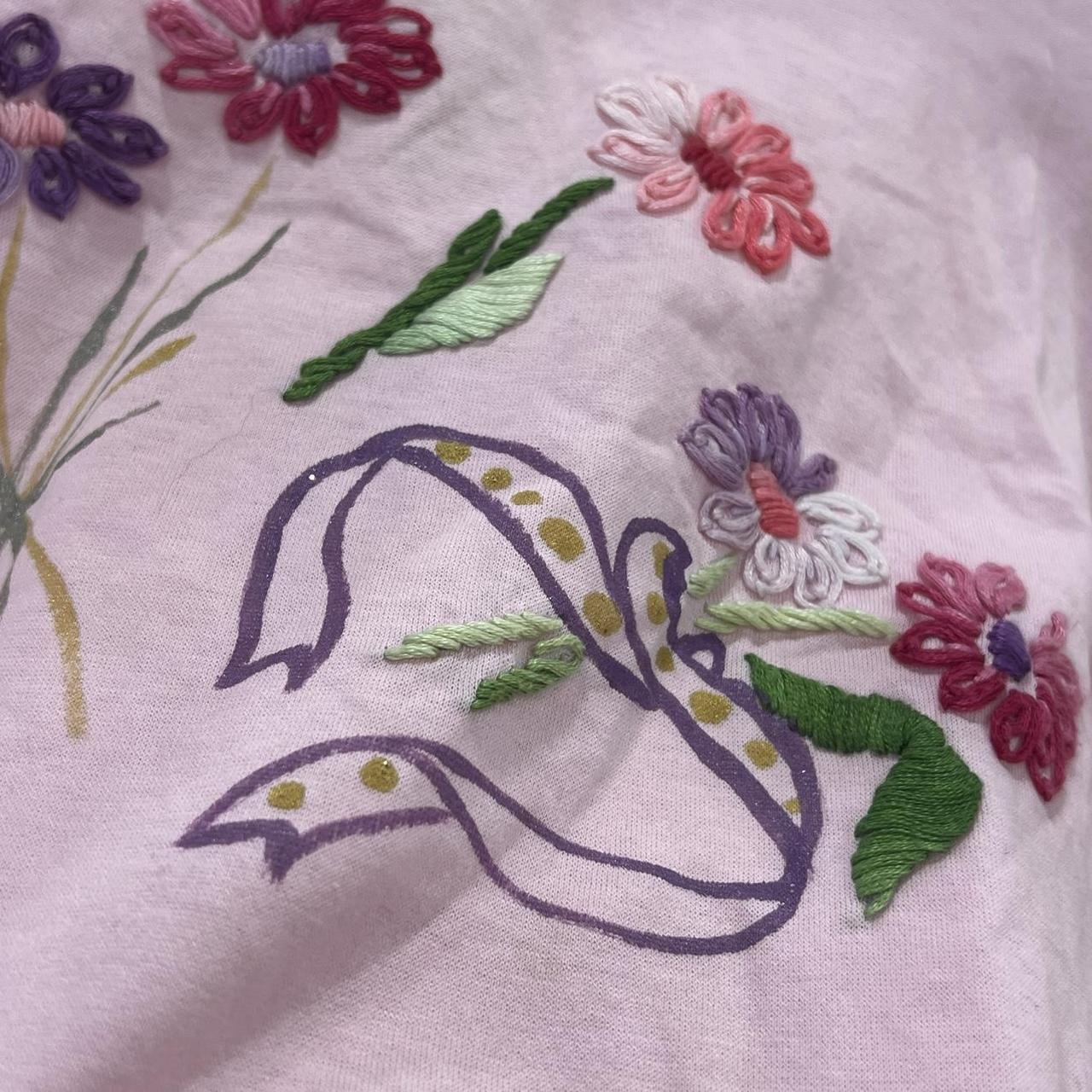emilio pucci 80s pink balloon sleeve floral embroidery tshirt