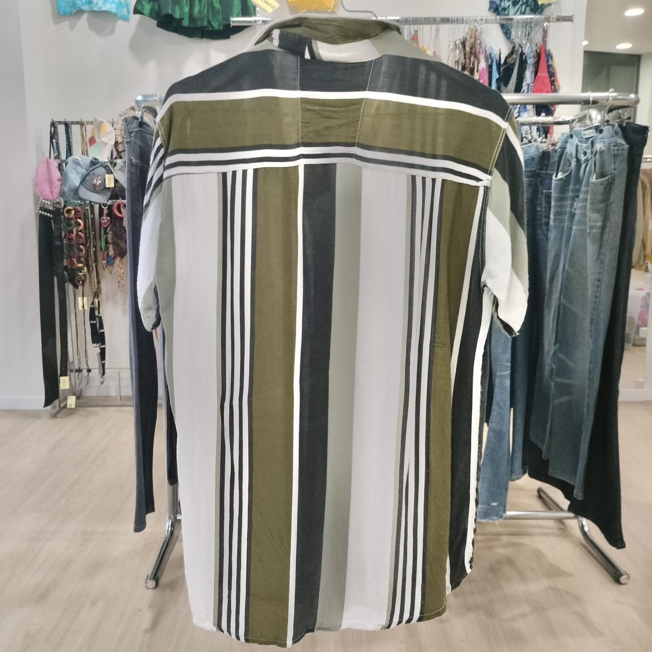 ashiyana black white army green striped shirt