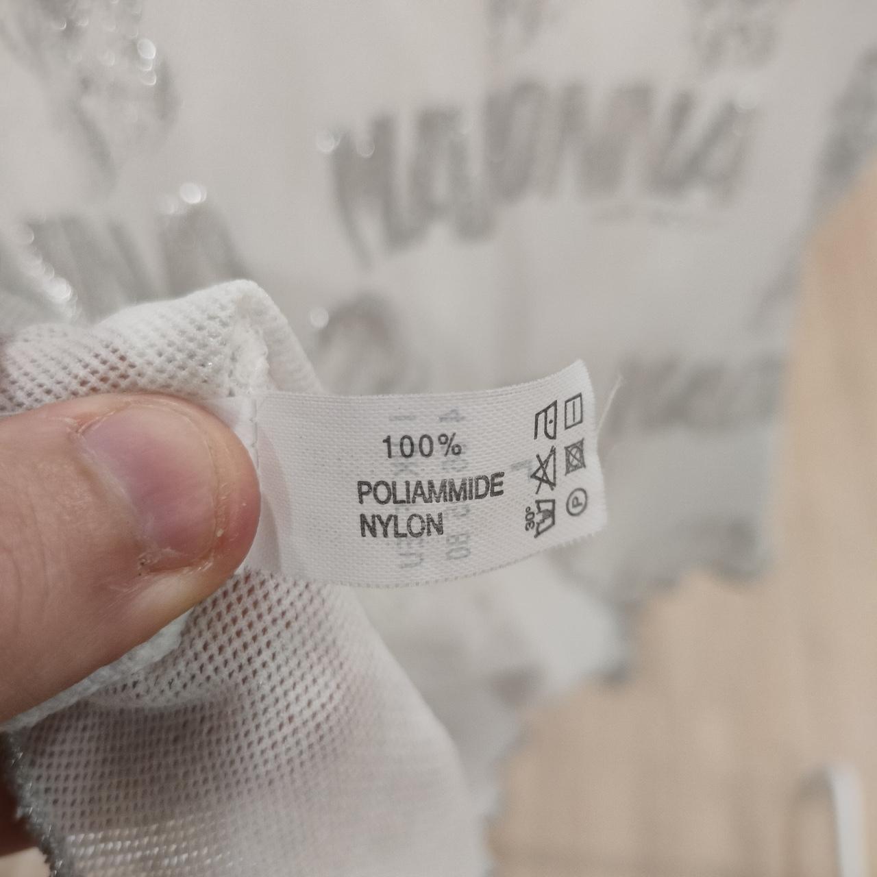 Madonna white fishnet tank top with silver print #glamrock